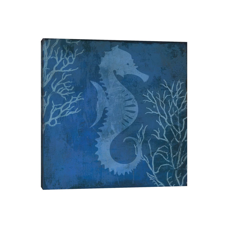 Navy Sea Horse by PI Studio - Wrapped Canvas Print, 66.04 cm H x 66.04 cm W x 1.91 cm D
