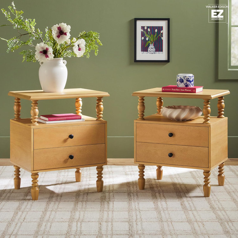 Ensemble de 2 tables de chevet à 2 tiroirs Vivienne, Naturel
