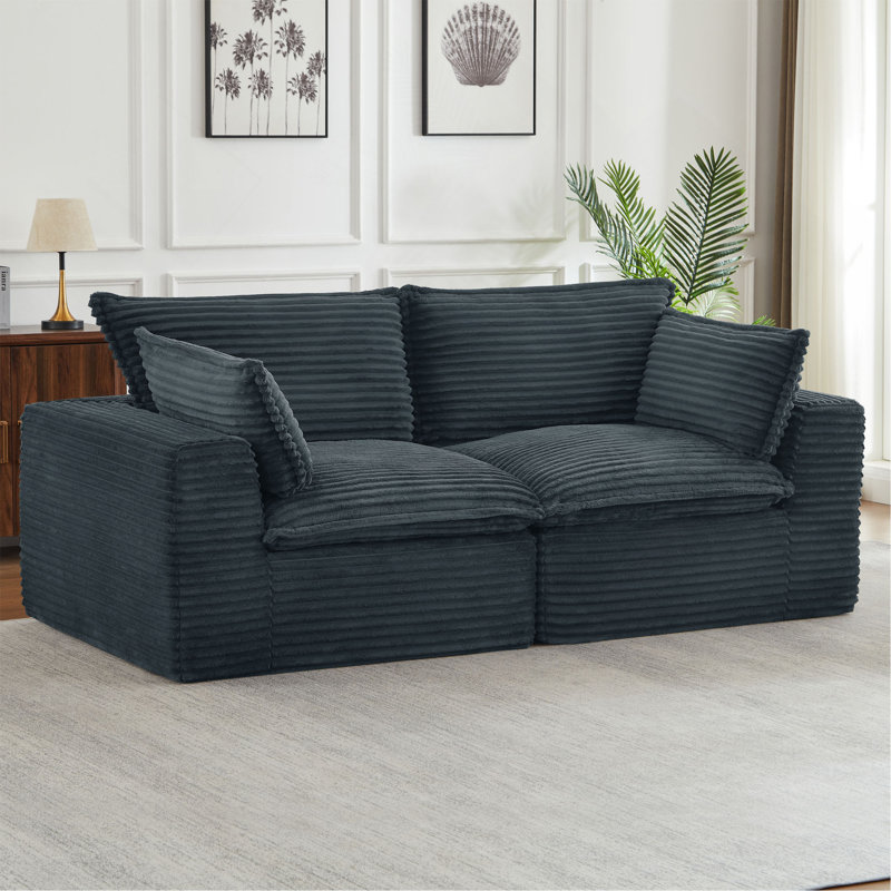 Causeuse, canapé modulaire désossé pour le salon, canapé modulaire moderne surdimensionné, Gris foncé, Oui