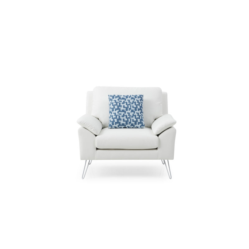 Lorenco Faux Leather Chair And A Half, White