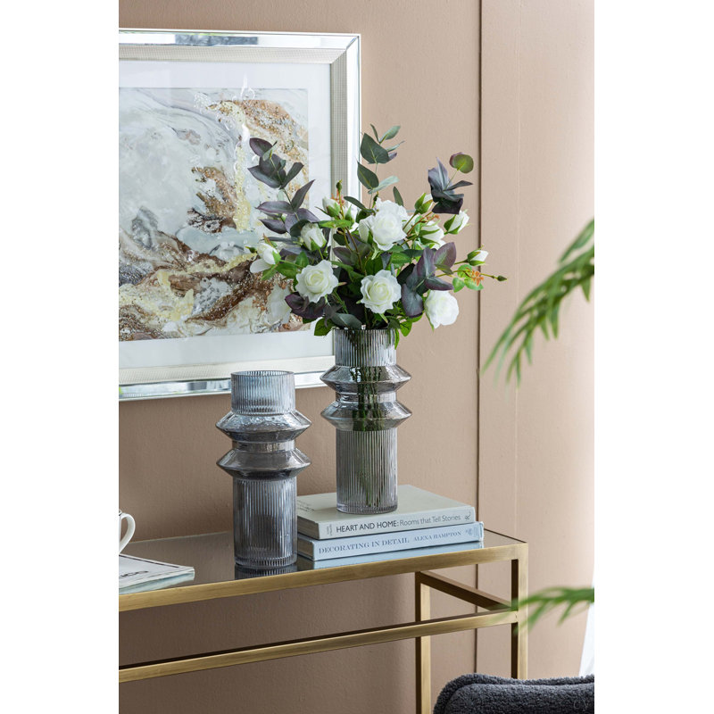 D5.9X11.8"H Fluted Accent Vases With Ribbed Design, Set Of 2