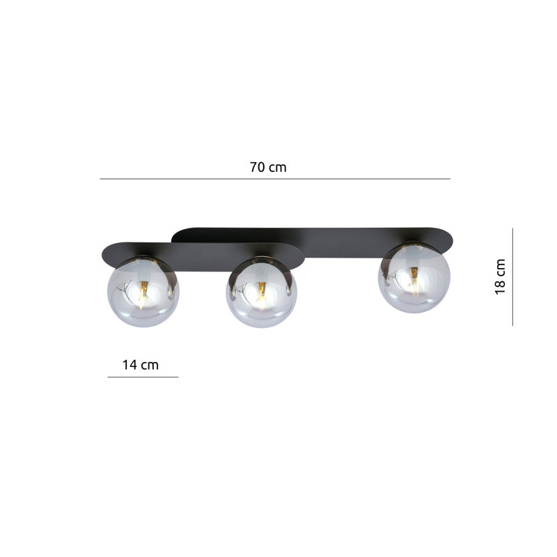 McTurck Glass Flush Mount, 25cm H x 51cm W x 57.5cm D, Graphite