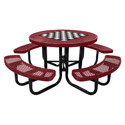 46In Round Game Picnic Table, Expanded, Burgundy
