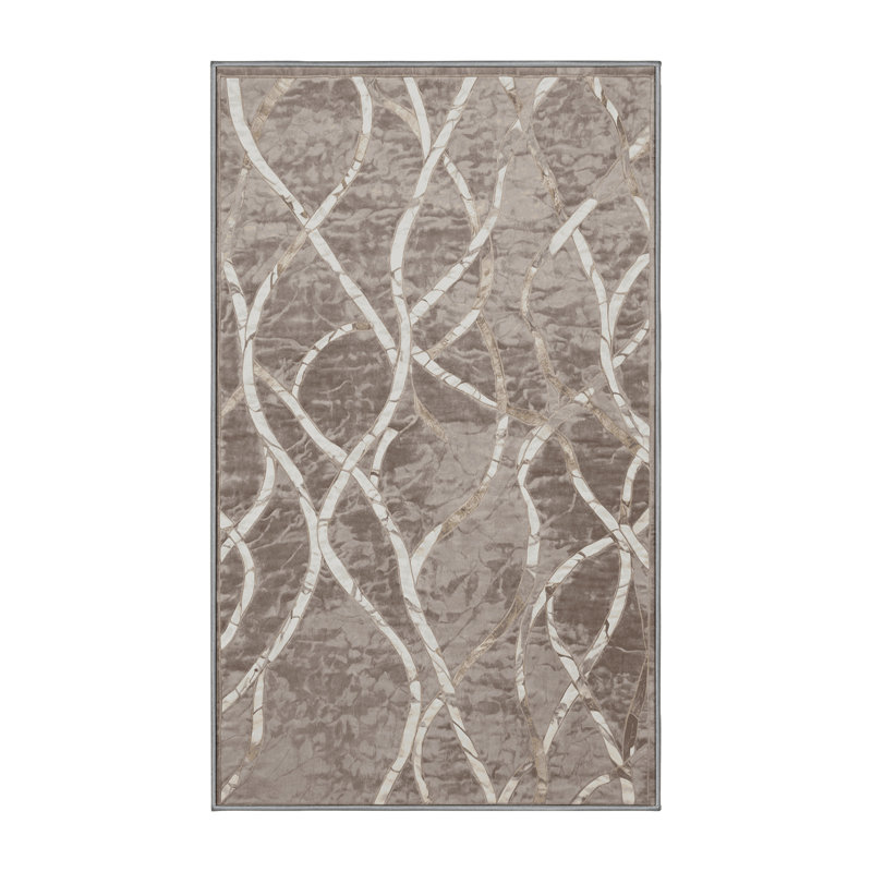 Tapis gris lavable à la machine, Rectangle 8 pi x 10 pi