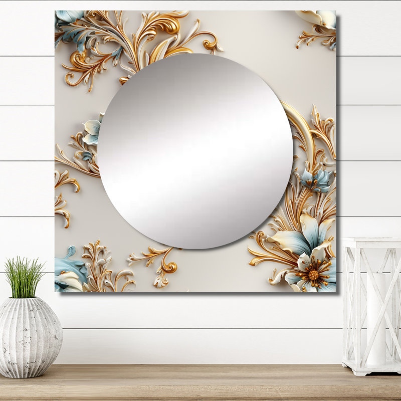 Vintage Ornamental Corners Victorian Pattern - Bohemian & Eclectic Square Mirror For Wall Art Decor, 23" x 23"