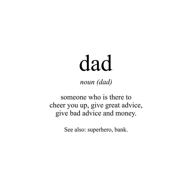 "Dad Sens" par Pixy, art textuel sur toile tendue, H 12 po x l 8 po x P 0,75 po