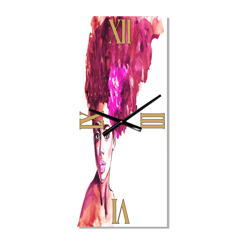 Portrait d'une femme afro-américaine VI - Horloge murale moderne, Petit