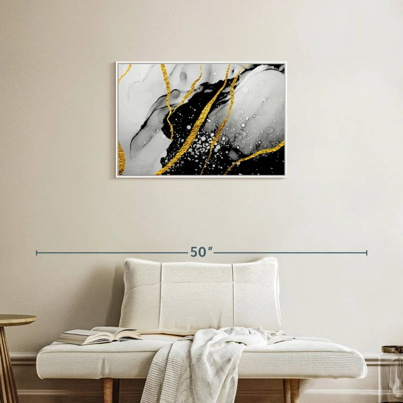 Feuille d'or Catriona, Cadre flottant blanc, 31 po x 21 po
