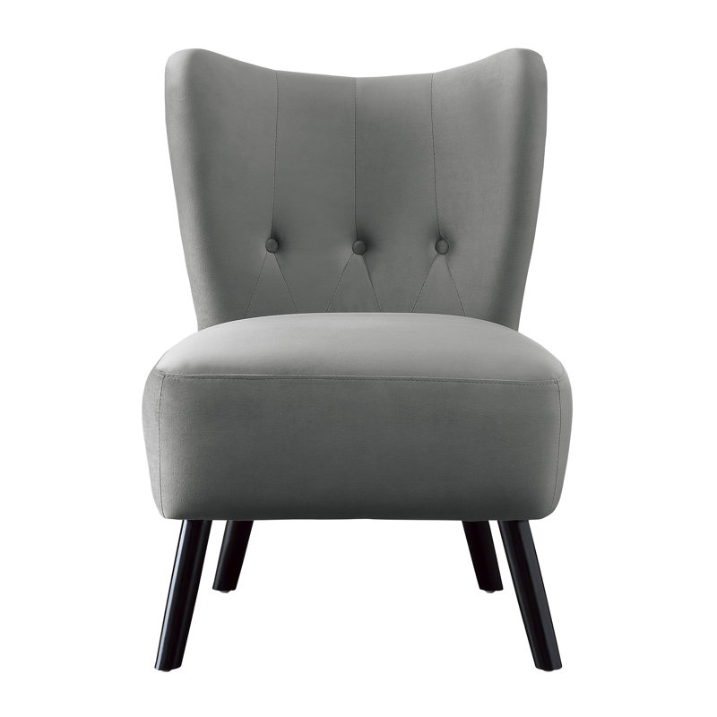 Eleasha Upholstered Slipper Chair, Gray Polyester