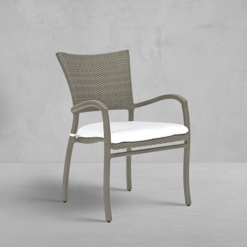 Skye Woven N-Dura Resin Wicker Stackable Outdoor Arm Chair, No Welt, Verona Fossil(463), Oyster