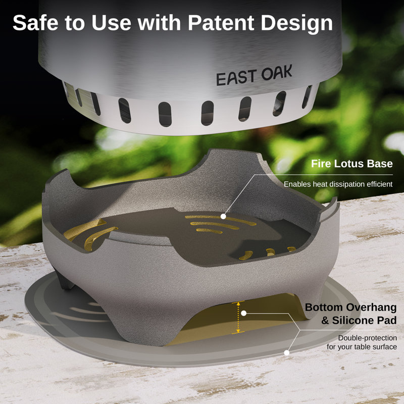 Silver Stainless Steel Mini Tabletop Fire Pit with Removable Ashtray
