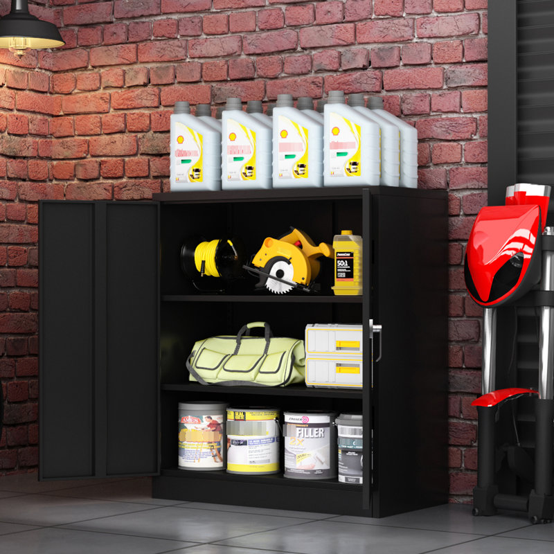 Armoire de rangement en métal avec serrure - 2 portes, 120 lb Profondeur