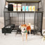 Et cage en fer avec rangement - beige et noir, 49,79 po Hauteur, 23,62 po de largeur, 36,25 po de profondeur, avec espace et pratique, H, l, P-1661025670-1661025673