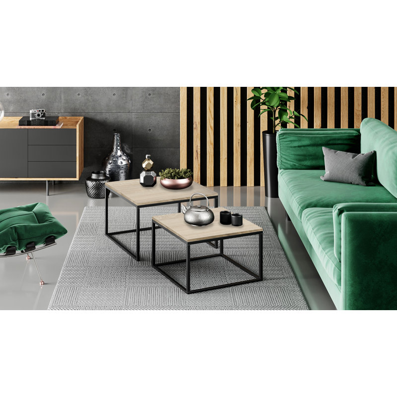 Elcid Sled Coffee Table, Oak, 42 cm x 70 cm x 70 cm