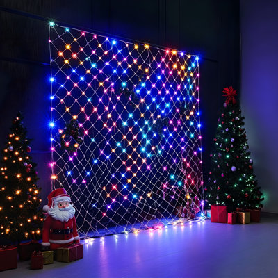 12ft x 5ft LED Net Lights, 8 Lighting Modes Multi-Color Changing, Plug in Mesh Lights with Controller, Outdoor Christmas Holiday Mesh Lights for Bush Patio Garden Party Decor