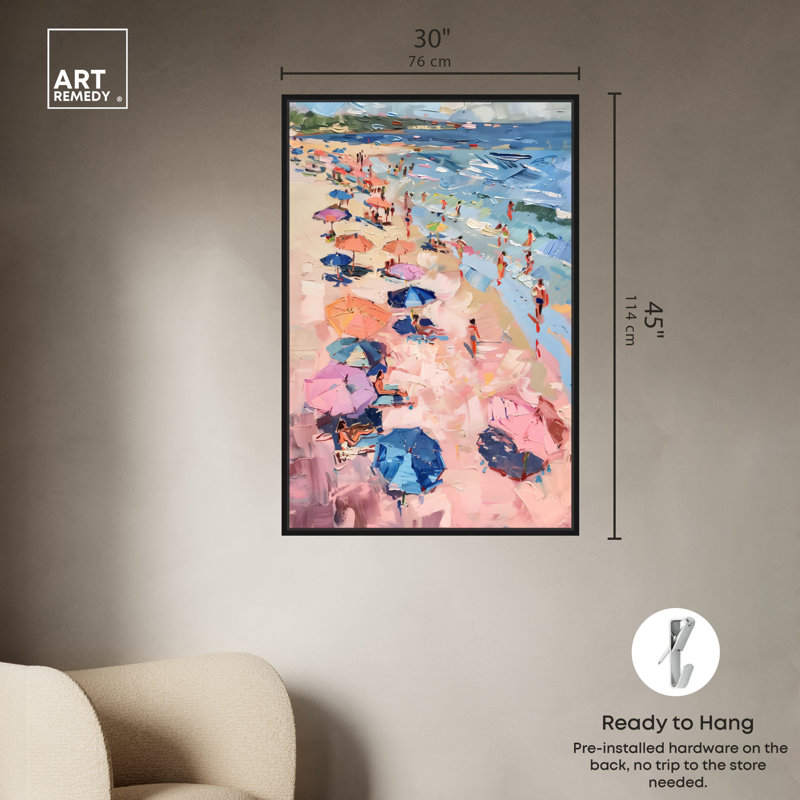 Beach Side Joys, Black Framed, 46" H x 31" W