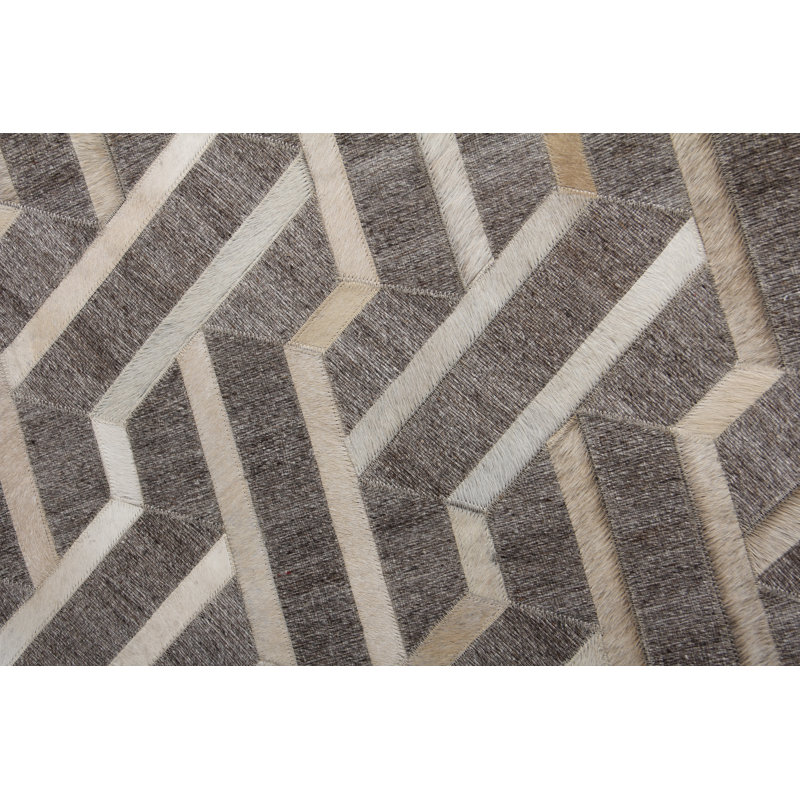 Berlin Cowhide Geometric Area Rug, Rectangle 5' x 8'
