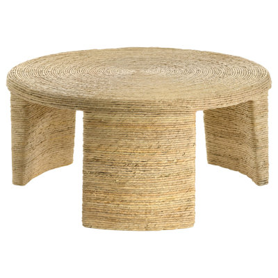 Table basse ronde en rotin tissé naturel Mize
