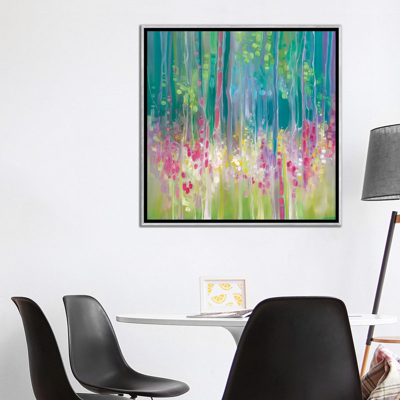 Abstrait été - reproduction d'art murale - toile encadrée, H 37 po x l 37 po, Toile à cadre flottant sans passe-partout
