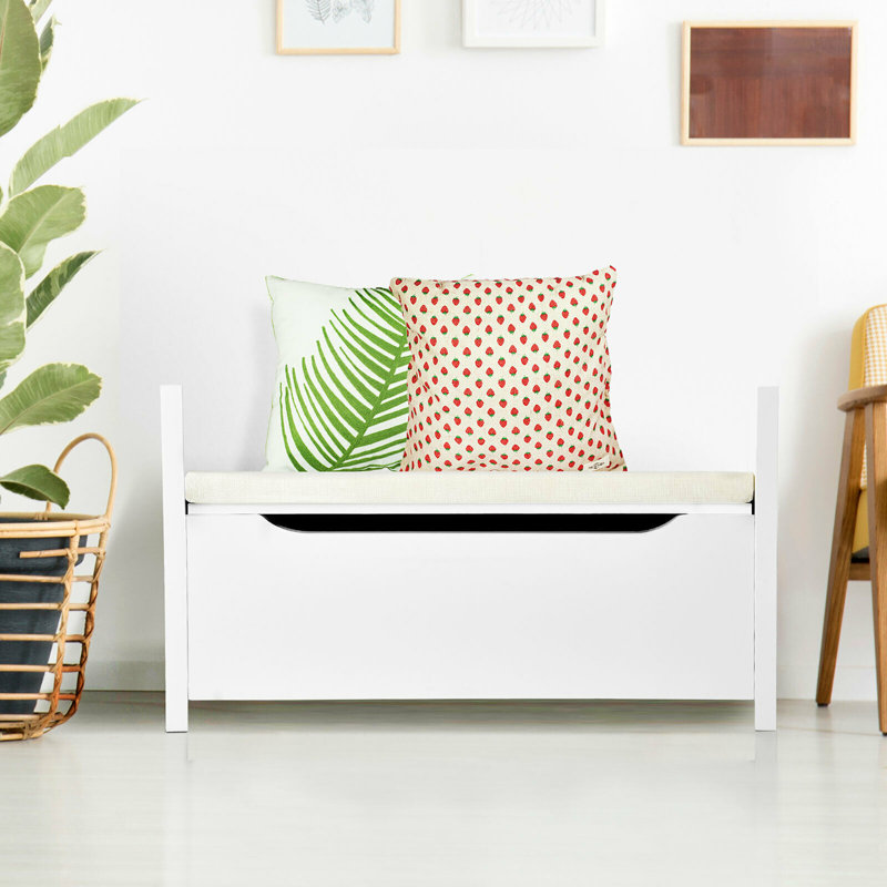 Berea Upholstered Storage Bench, White