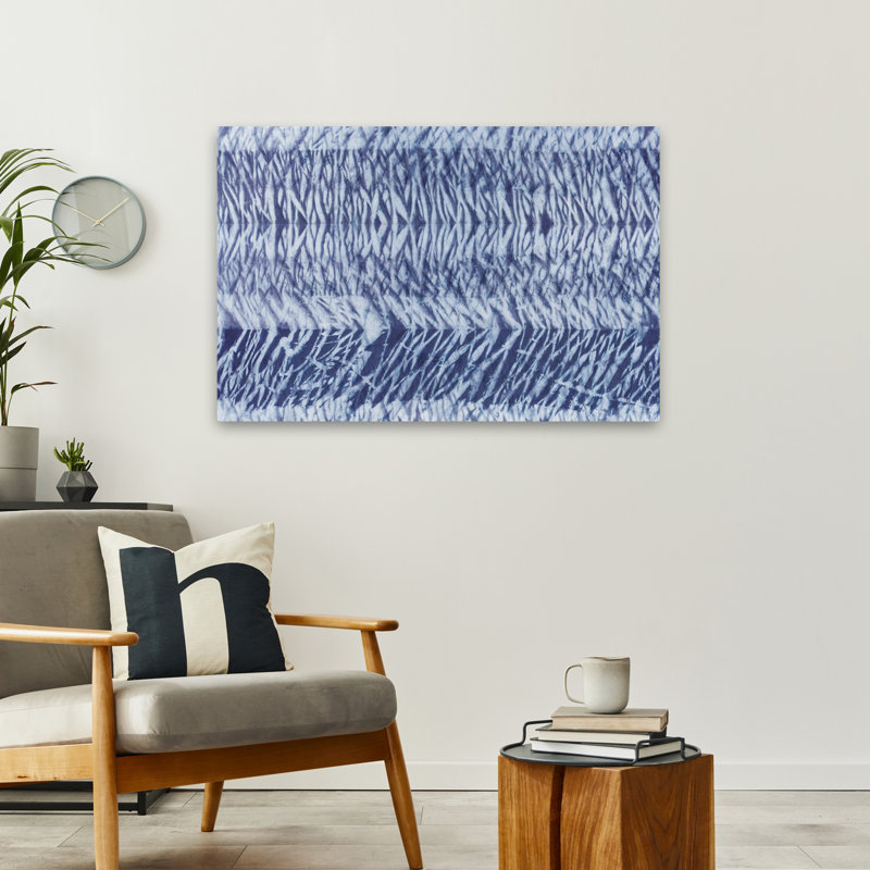 Shiboriscapes V - Tissu bleu abstrait mourant plie l'art, H 24 po x l 36 po