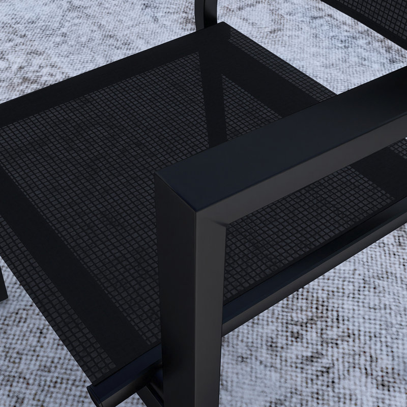 High-Quality Steel Outdoor Table And Chair Set, Black