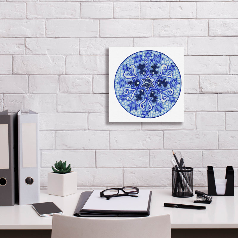Bungalow Bungalow «Star Circle Blues» par Andrea Strongwater, art mural sur toile, H 12 po x l 12 po x P 0,75 po