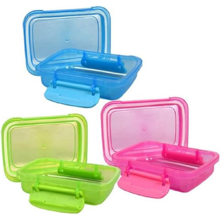 Plastic Snack Containers w/Lock Top Lids 6/Pk, Select: Mixed Colors or Pink