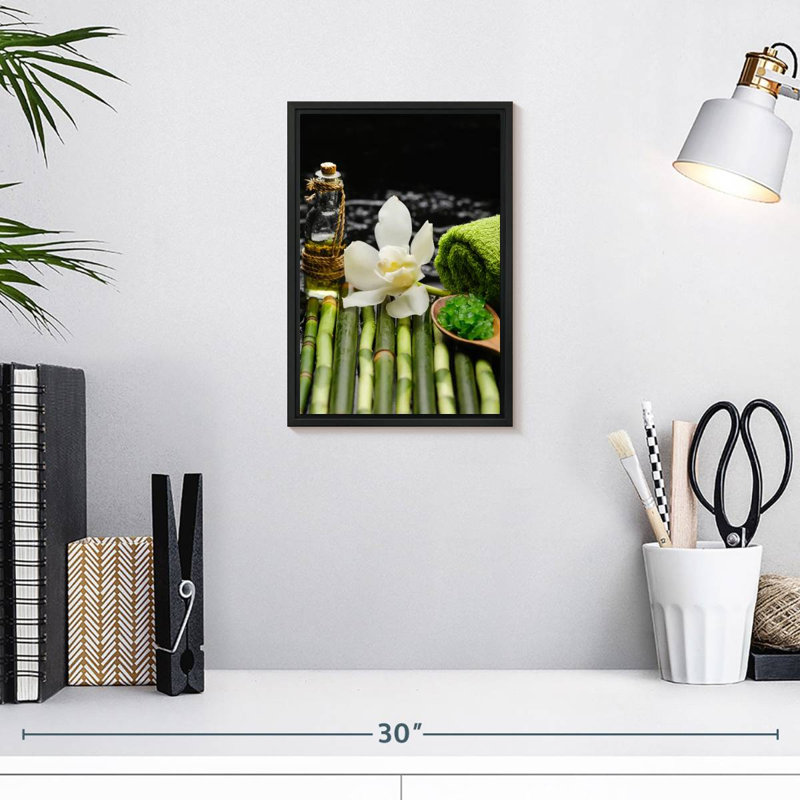 Spa thérapeutique en bambou, 9 po x 13 po, Cadre flottant noir