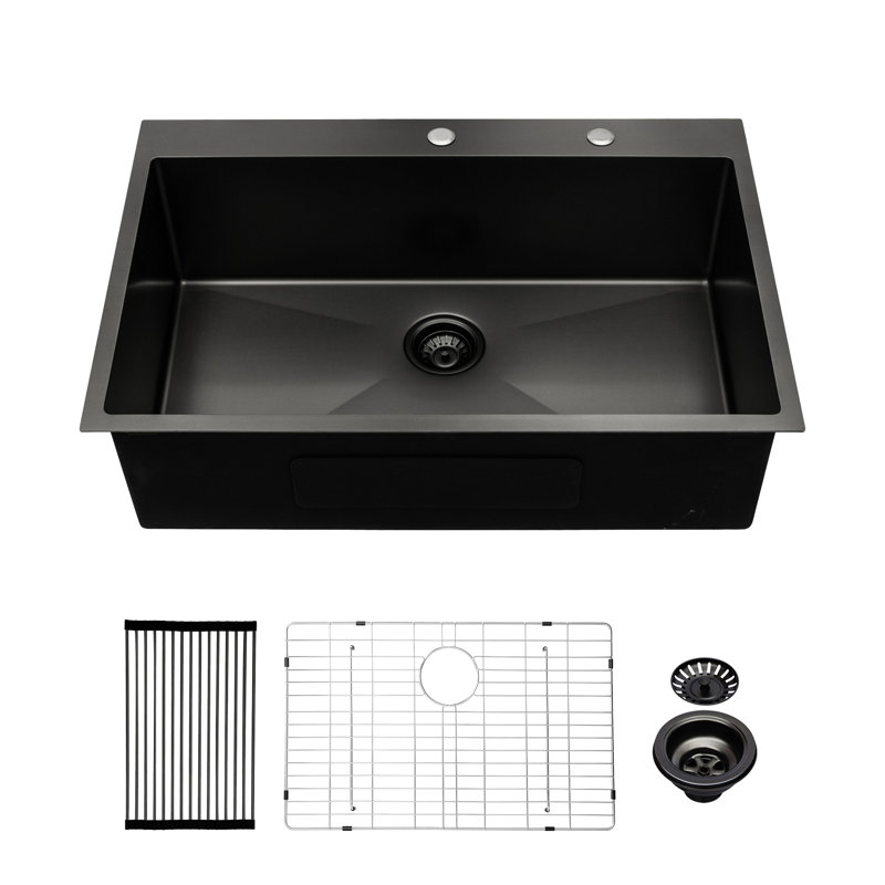 Évier de cuisine en acier inoxydable 33 x 22 x 10 po - qualité de fabrication, construction de lavabo spacieuse, intérieur facile à nettoyer