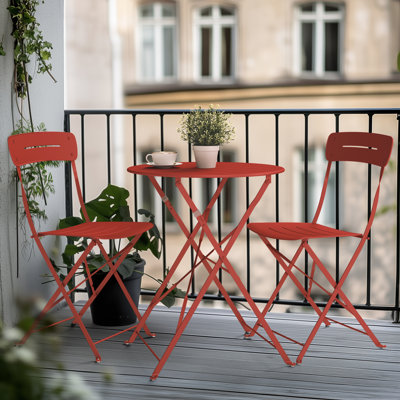 3-Piece Folding Outdoor Bistro Set with Round Table and 2 Chairs for Patio, Balcony & Garden