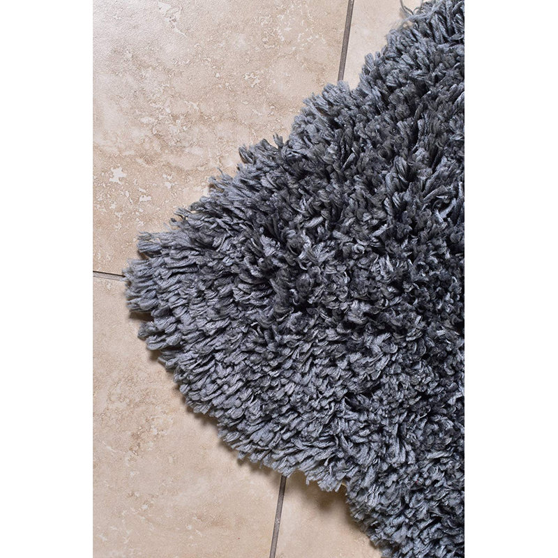 Tapis gris fait main super doux poils longs Yasmin