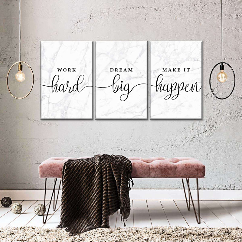 «Work Hard And Make It Happen», reproduction d'art sur toile, H 27 po x l 56 po