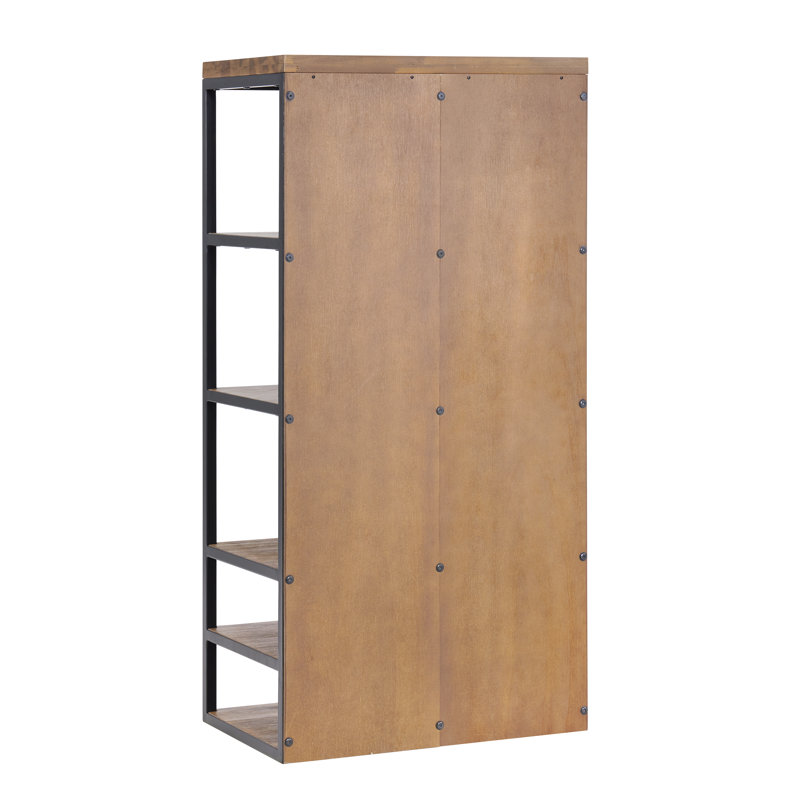 Lloyd 58" Natural Acacia Wood and Metal Hall Tree with Storage