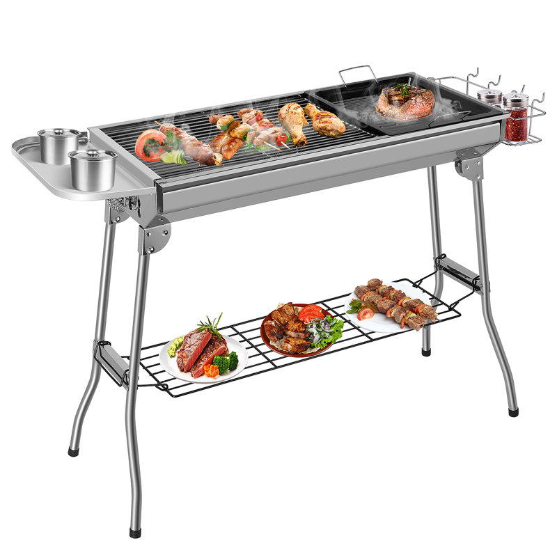 LIFERUN 37cm W Portable Gas & Charcoal Combo Grill