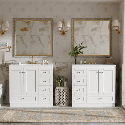 72" Freestanding Bathroom Vanity With Ceramic Sink, Soft-Close Drawers And Doors, Modern Minimalist Design, Ample Storage