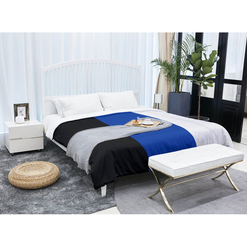 Modern & Contemporary Polyester Percale Striped Comforter, King Comforter, Blue/White