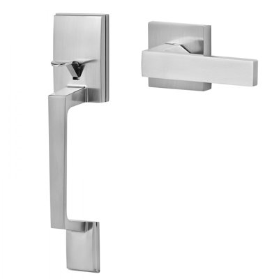 Poignée de porte avant, poignée carrée avec poignée à levier sans verrou, espace pour trou réglable, poignée de porte d'entrée avec réversible pour entrée pour droitier et gaucher et porte avant