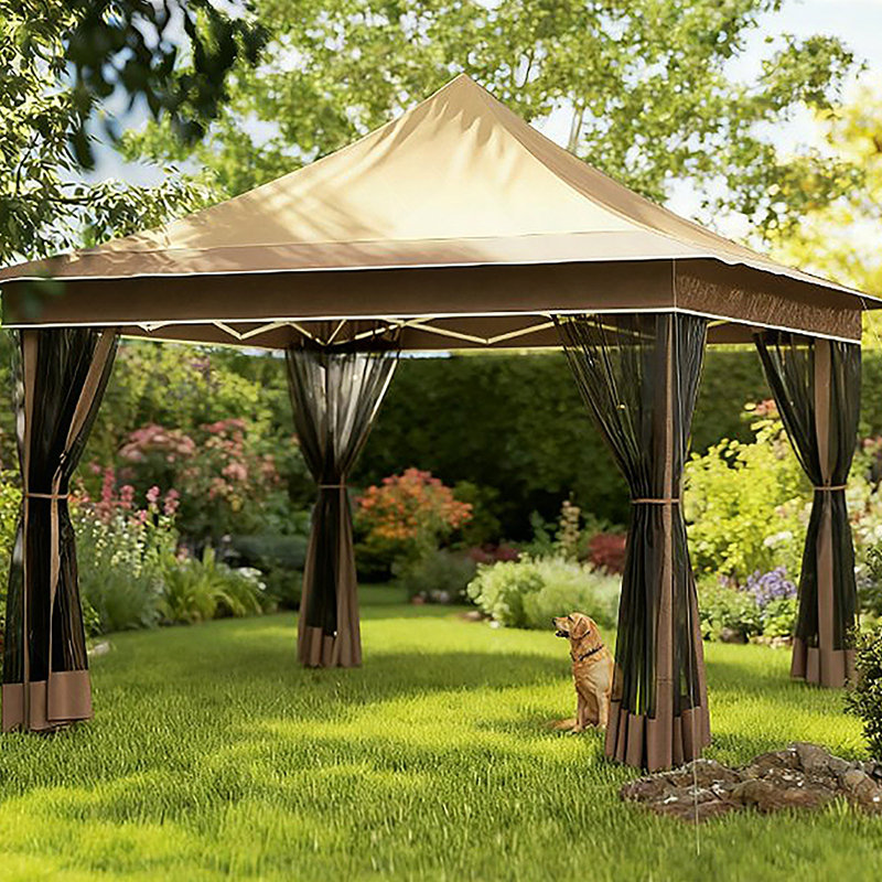 Adjustable Height Pop Up Tent,Canopy Tent with Mesh Netting,with Carry Bag,for Garden,Patio, Beige