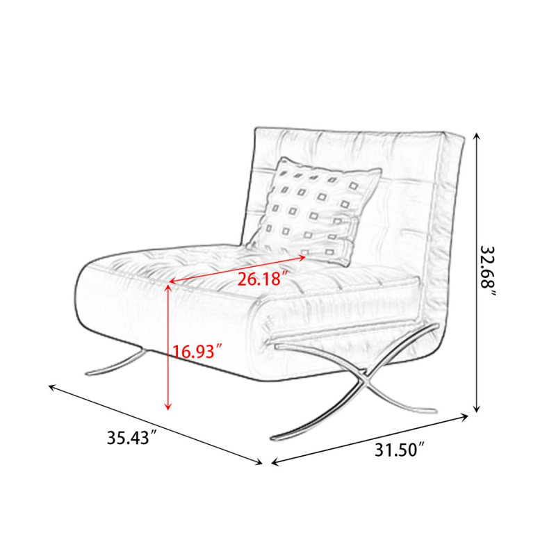 Coussin convertible 35,43 po en similicuir noir, 32.68"H x 35.43"L x 31.50"W
