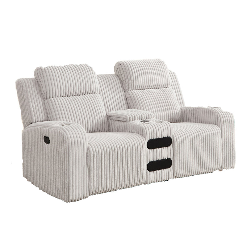 Recliner Sofa Couch 2 Seat, Gray Faux Fur