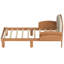 Structure simple en bois rembourré avec tête de lit arquée et tablettes de rangement latérales-1078004736