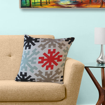 Obert Geometric Feather Reversible Throw Pillow