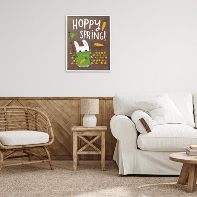 «Happy Spring Bunny & Carrots», art de la giclée encadrée par Leeza Hernandez
