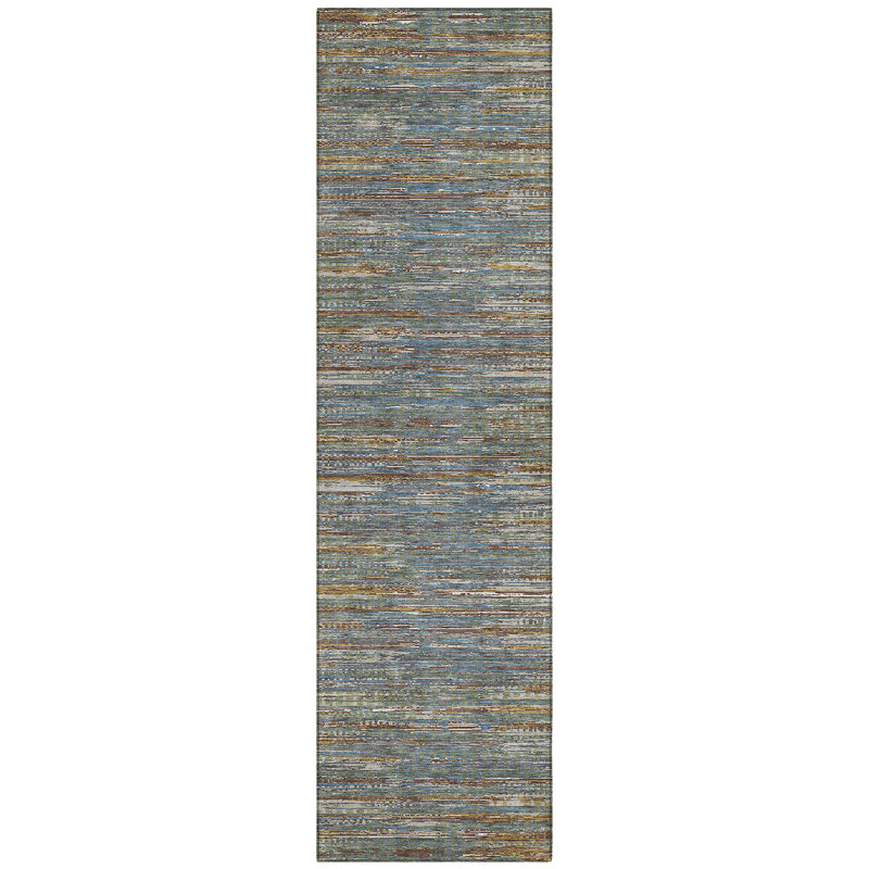 Machine Washable Indoor/Outdoor Chantille ACN2642 Abstract Rug, Basil, 2'3" x 7'6" Runner