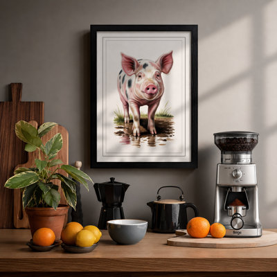 Pig at Rest Rustic - Framed Print