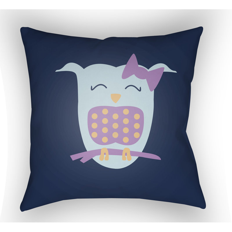 Littles Owl Throw Pillow, 20" H x 20" W x 4" D, Dark Blue