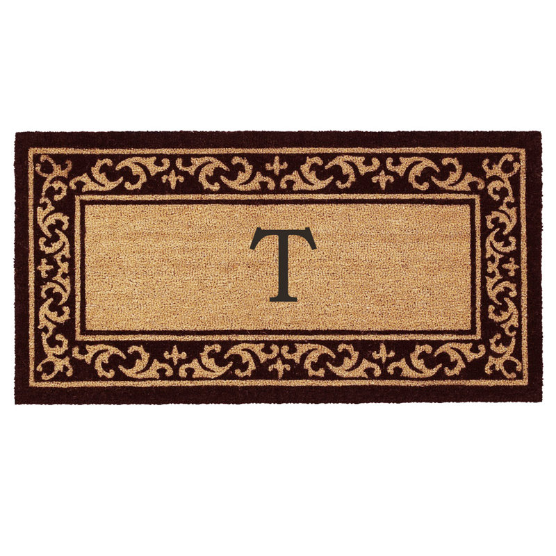 Zawacki Personalizable Non-Slip Doormat, T, Rectangle 2' x 4'