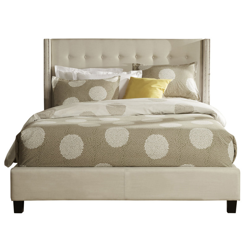 Kaster Upholstered Bed, Full, White Linen