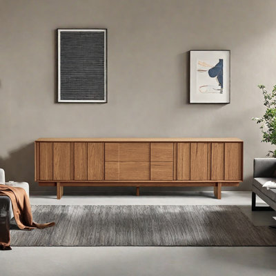 Modern Wood TV Stand with Cabinets, Drawers